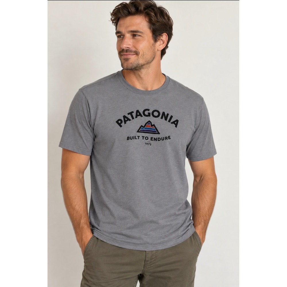 Patagonia Mens Capilene Daily Baselayer T-Shirt Grey Built To Endure Graphic M